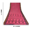 Sanskriti Vintage Sarees Pink/Black Block Print Zari Work PureCotton Sari Sustainable Fabric