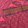 Sanskriti Vintage Sarees Pink/Black Block Print Zari Work PureCotton Sari Sustainable Fabric