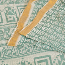 Load image into Gallery viewer, Sanskriti Vintage Sarees Blue Geometric Printed Pure Cotton Sari Craft Fabric
