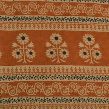 Load image into Gallery viewer, Sanskriti Vintage Sarees Brown Zari Border Pure Cotton Printed Sari Craft Fabric
