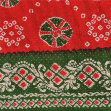 Load image into Gallery viewer, Sanskriti Vintage Sarees Red/Green Bandhani/Batik Print Pure Cotton Sari Fabric
