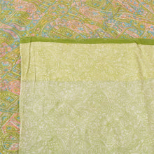 Load image into Gallery viewer, Sanskriti Vintage Sarees Cream/Green Printed Pure Cotton Sari 5yd Craft Fabric
