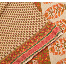 Load image into Gallery viewer, Sanskriti Vintage Sarees Cream/Red Pure Cotton Printed Sari Floral Craft Fabric
