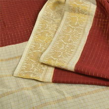 Load image into Gallery viewer, Sanskriti Vintage Sarees Red/Cream Zari Woven Pure Cotton Sari 5yd Craft Fabric
