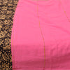 Sanskriti Vintage Sarees Pink/Black Human Printed Pure Cotton Sari Craft Sustainable Fabric