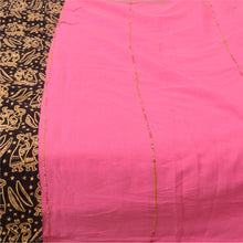 Load image into Gallery viewer, Sanskriti Vintage Sarees Pink/Black Human Printed Pure Cotton Sari Craft Fabric
