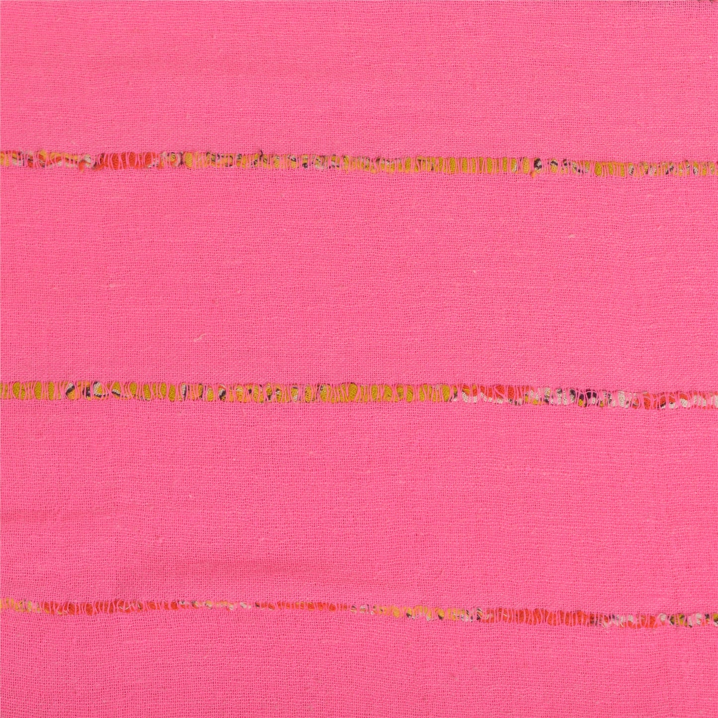 Sanskriti Vintage Sarees Pink/Black Human Printed Pure Cotton Sari Craft Sustainable Fabric