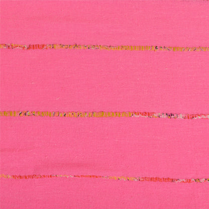 Sanskriti Vintage Sarees Pink/Black Human Printed Pure Cotton Sari Craft Sustainable Fabric