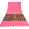 Sanskriti Vintage Sarees Pink/Black Human Printed Pure Cotton Sari Craft Sustainable Fabric