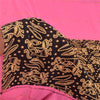 Sanskriti Vintage Sarees Pink/Black Human Printed Pure Cotton Sari Craft Sustainable Fabric