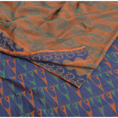 Sanskriti Vintage Sarees Indian Peach Pure Cotton Woven Sari Soft Craft Sustainable Fabric