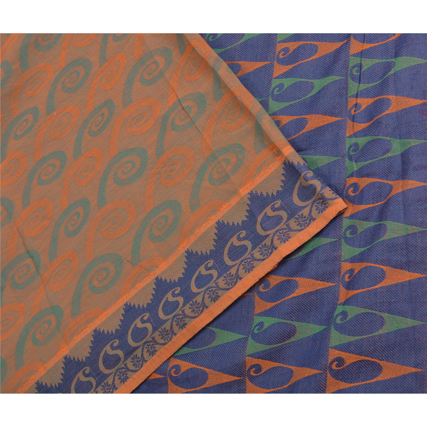 Sanskriti Vintage Sarees Indian Peach Pure Cotton Woven Sari Soft Craft Sustainable Fabric