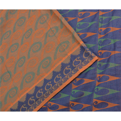 Sanskriti Vintage Sarees Indian Peach Pure Cotton Woven Sari Soft Craft Sustainable Fabric
