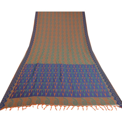 Sanskriti Vintage Sarees Indian Peach Pure Cotton Woven Sari Soft Craft Sustainable Fabric