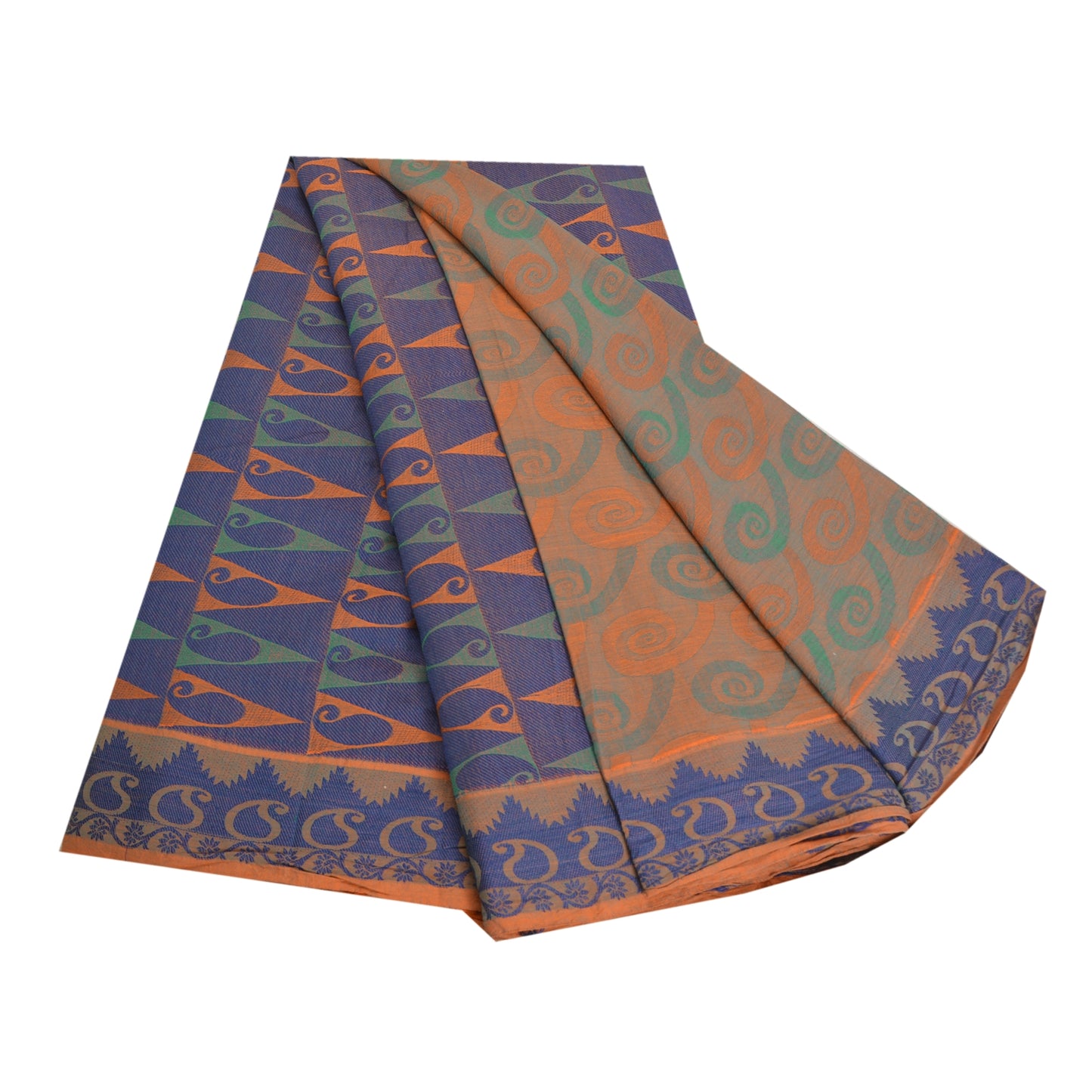 Sanskriti Vintage Sarees Indian Peach Pure Cotton Woven Sari Soft Craft Sustainable Fabric