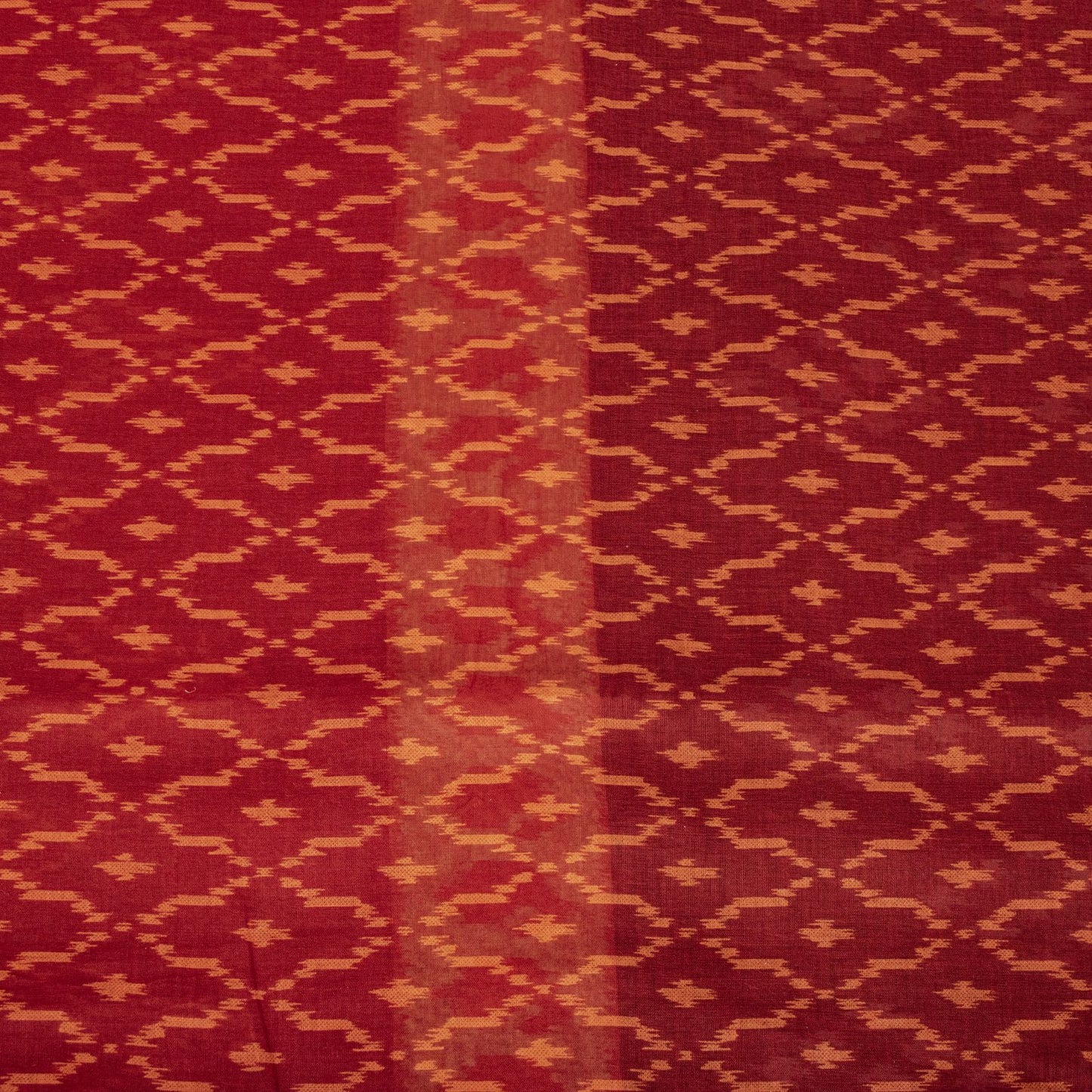 Sanskriti Vintage Saree Red-Black 100% Pure Cotton Ikat Print Sari Fabric 5+Yard