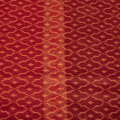 Sanskriti Vintage Saree Red-Black 100% Pure Cotton Ikat Print Sari Fabric 5+Yard
