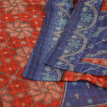 Load image into Gallery viewer, Sanskriti Vintage Sarees Blue/Red 100% Pure Cotton Printed Sari 5yd Craft Fabric
