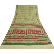Load image into Gallery viewer, Sanskriti Vintage Sarees Indian Green Pure Cotton Printed Sari 5yd Craft Fabric
