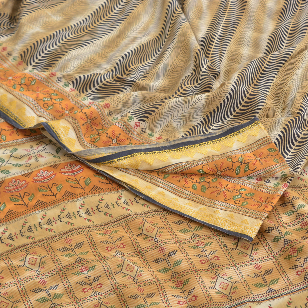 Sanskriti Vintage Sarees Indian Multi Pure Cotton Printed Sari 5yd Craft Fabric