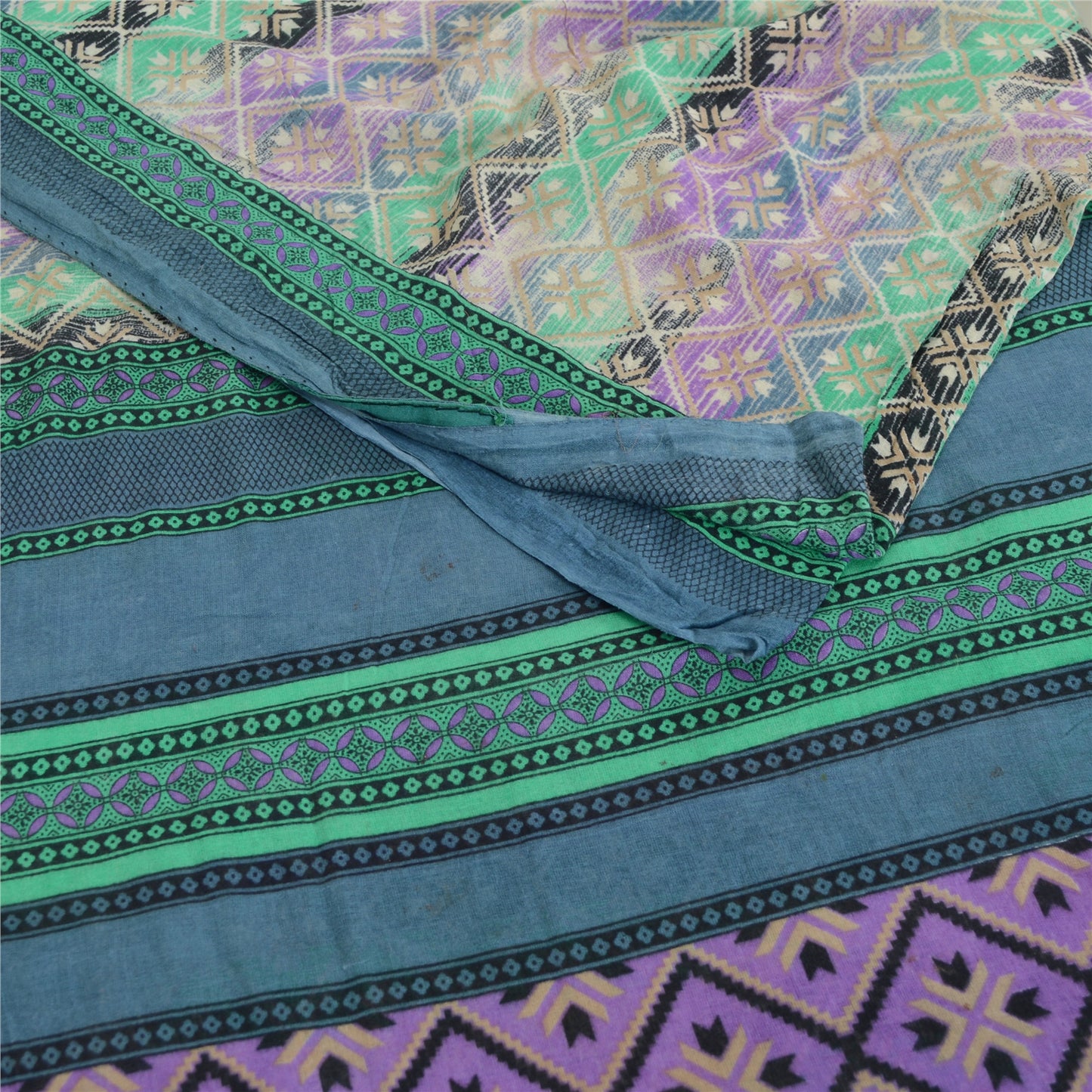 Sanskriti Vintage Sarees Indian Multi Pure Cotton Printed Sari Soft Craft Sustainable Fabric