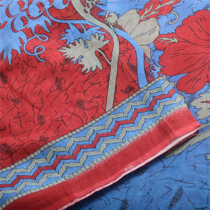 Sanskriti Vintage Sarees Red From India Pure Cotton Printed Sari Craft Sustainable Fabric