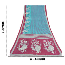 Load image into Gallery viewer, Sanskriti Vintage Sarees Blue/Pink Indian Pure Cotton Printed Sari Craft Fabric
