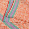 Sanskriti Vintage Sarees Cream/Orange Pure Cotton Printed Sari 5yd Craft Sustainable Fabric