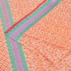 Sanskriti Vintage Sarees Cream/Orange Pure Cotton Printed Sari 5yd Craft Sustainable Fabric