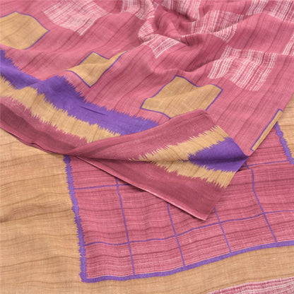 Sanskriti Vintage Sarees Indian Pink 100% Pure Cotton Printed Sari Craft Sustainable Fabric