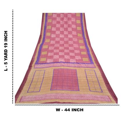 Sanskriti Vintage Sarees Indian Pink 100% Pure Cotton Printed Sari Craft Sustainable Fabric