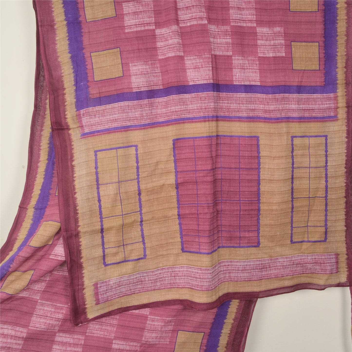 Sanskriti Vintage Sarees Indian Pink 100% Pure Cotton Printed Sari Craft Sustainable Fabric