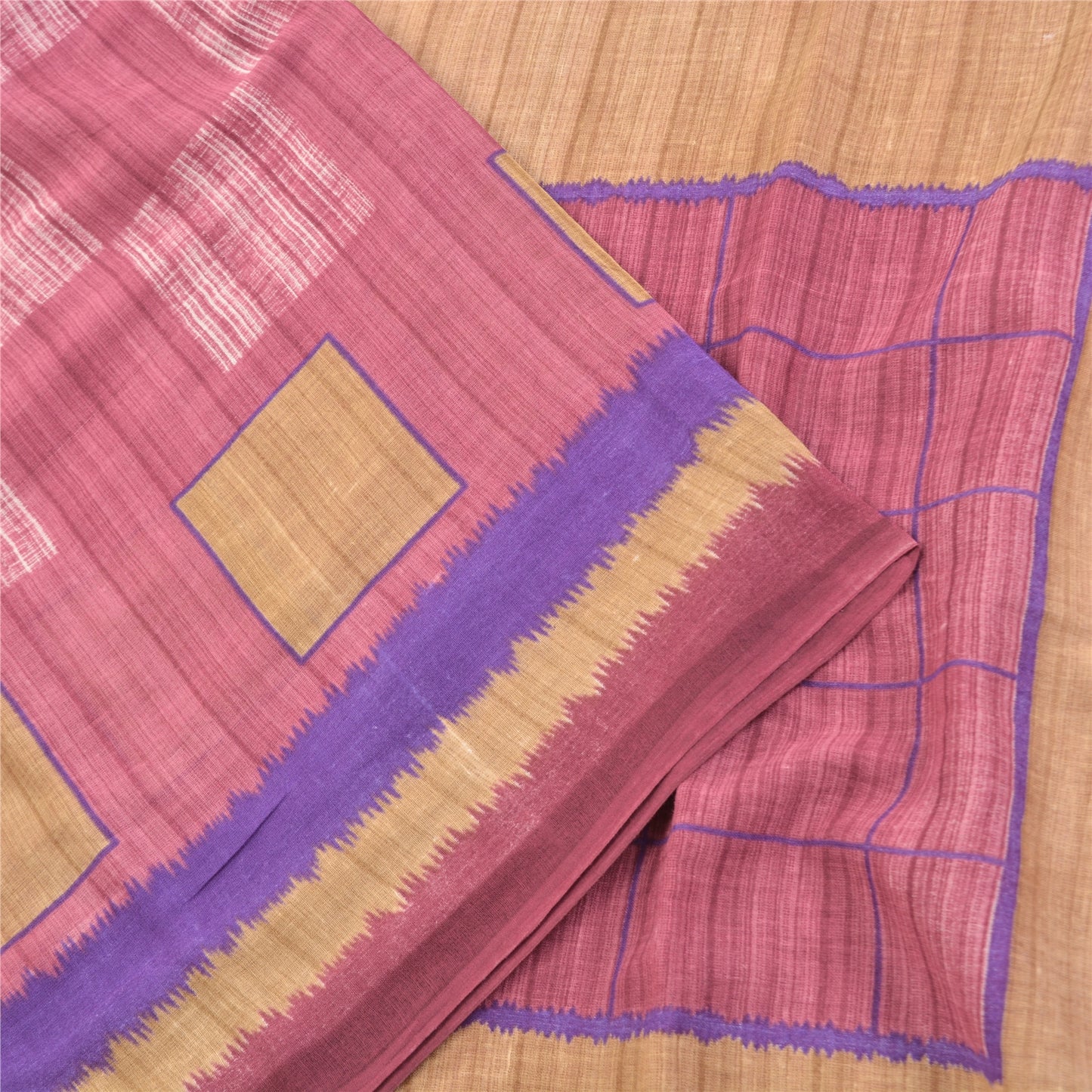 Sanskriti Vintage Sarees Indian Pink 100% Pure Cotton Printed Sari Craft Sustainable Fabric