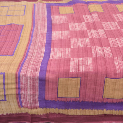 Sanskriti Vintage Sarees Indian Pink 100% Pure Cotton Printed Sari Craft Sustainable Fabric