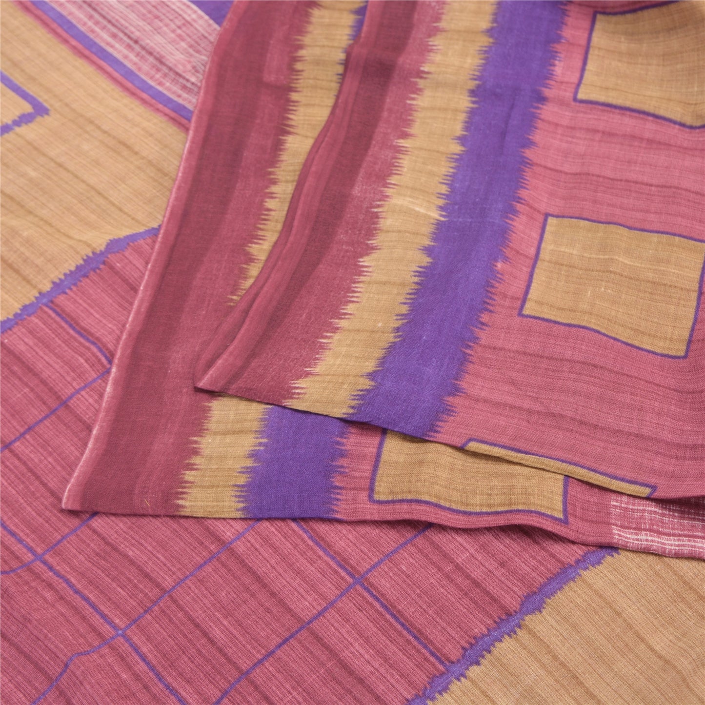Sanskriti Vintage Sarees Indian Pink 100% Pure Cotton Printed Sari Craft Sustainable Fabric