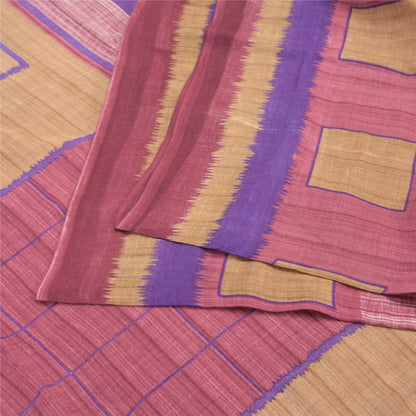 Sanskriti Vintage Sarees Indian Pink 100% Pure Cotton Printed Sari Craft Sustainable Fabric