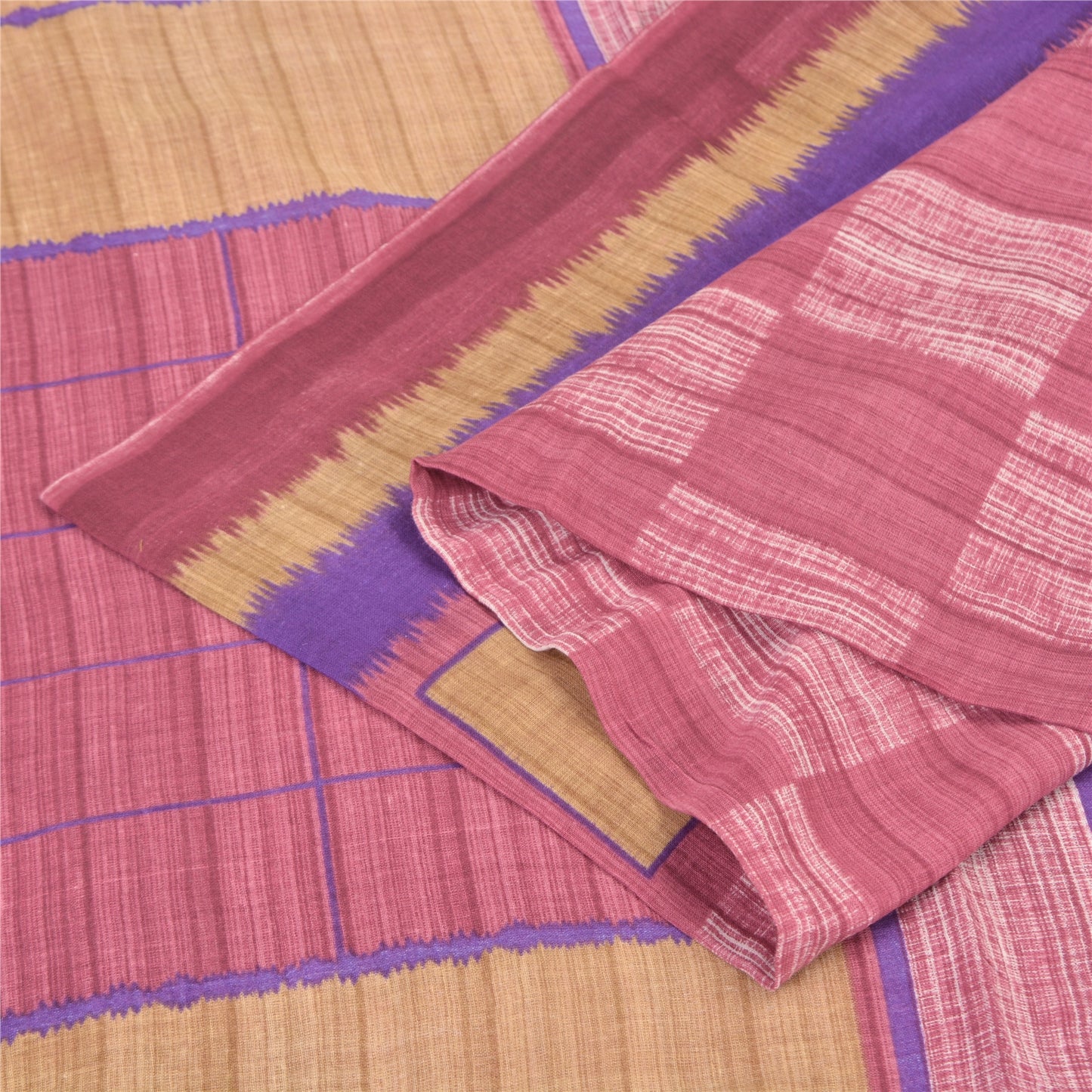 Sanskriti Vintage Sarees Indian Pink 100% Pure Cotton Printed Sari Craft Sustainable Fabric