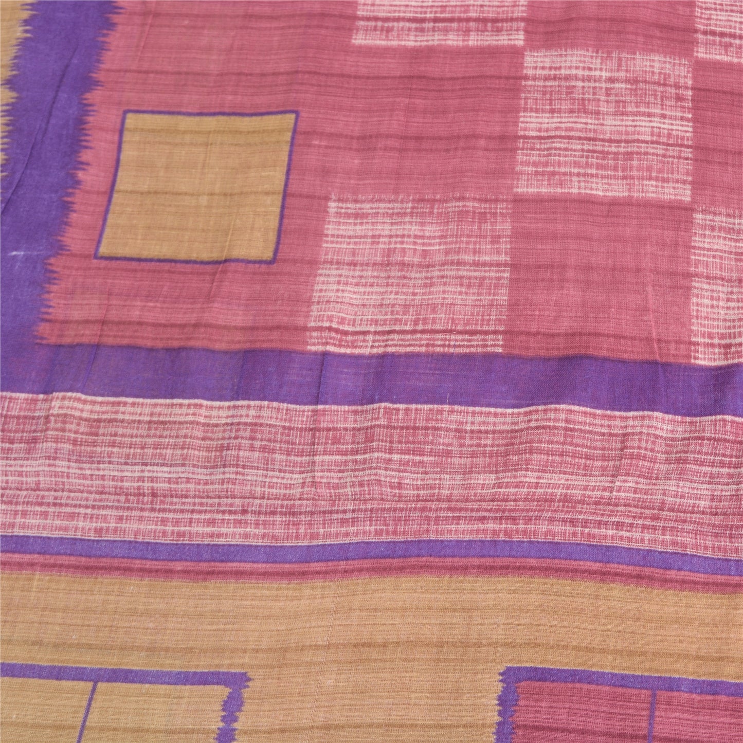Sanskriti Vintage Sarees Indian Pink 100% Pure Cotton Printed Sari Craft Sustainable Fabric