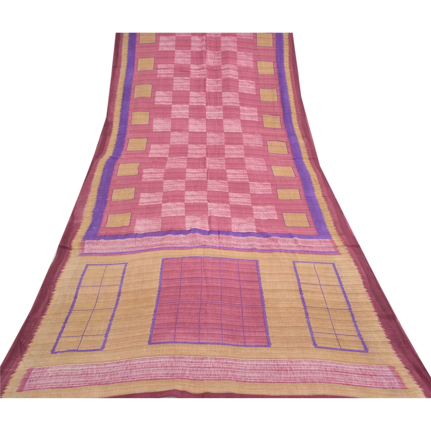Sanskriti Vintage Sarees Indian Pink 100% Pure Cotton Printed Sari Craft Sustainable Fabric