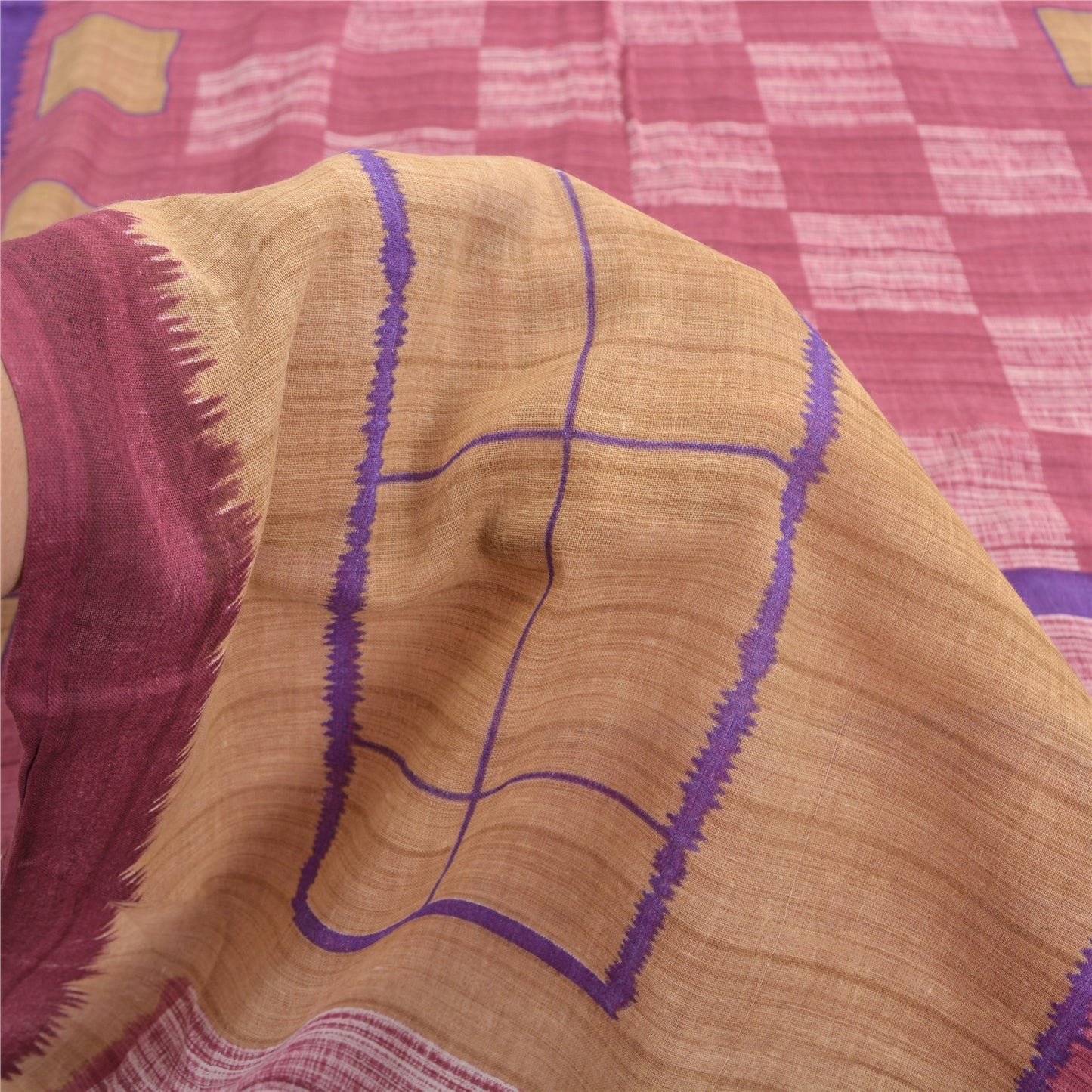 Sanskriti Vintage Sarees Indian Pink 100% Pure Cotton Printed Sari Craft Sustainable Fabric