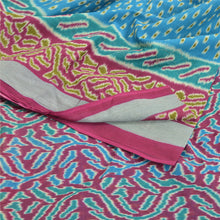 Load image into Gallery viewer, Sanskriti Vintage Sarees Blue/Purple Pure Cotton Ikat Printed Sari Craft Fabric
