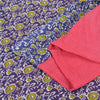 Sanskriti Vintage Sarees Pink/Purple Pure Cotton Printed Sari 5yd Craft Sustainable Fabric