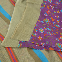 Load image into Gallery viewer, Sanskriti Vintage Sarees Indian Purple Pure Cotton Printed Sari 5yd Craft Fabric
