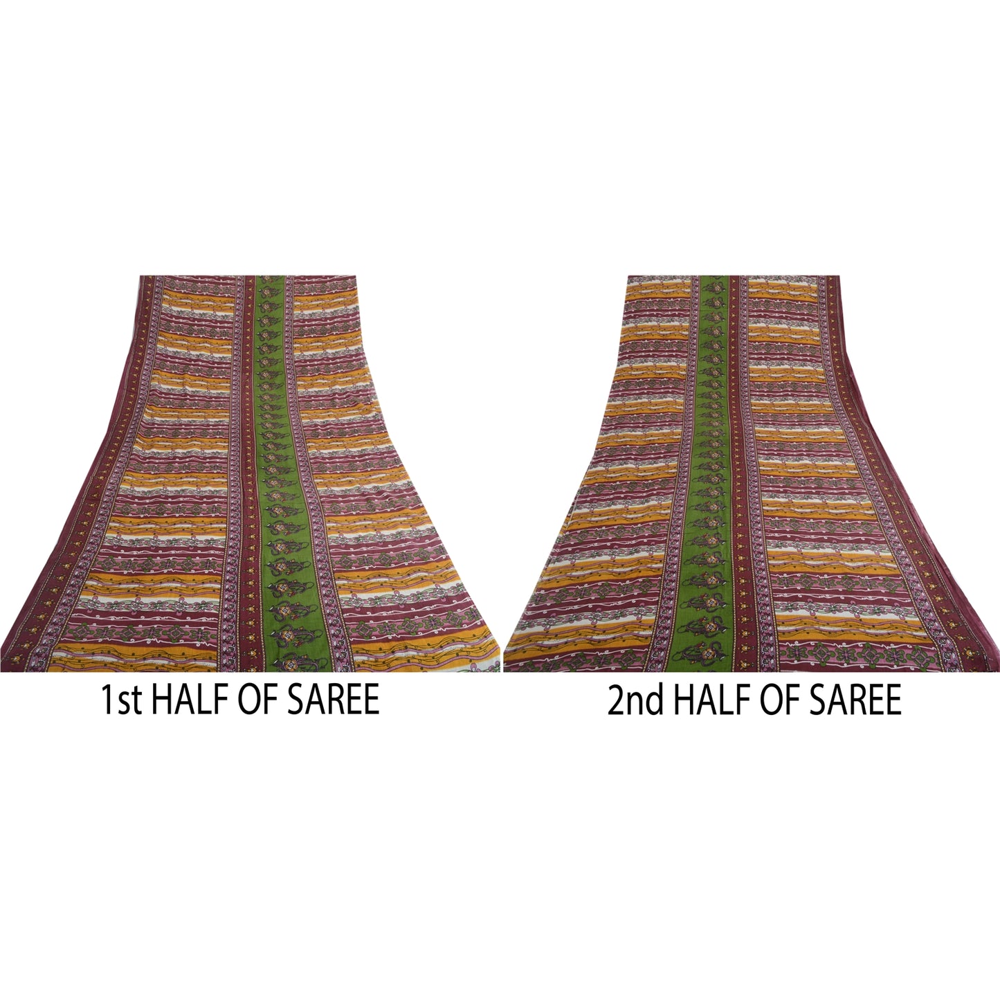 Sanskriti Vintage Sarees Multi Indian Pure Cotton Printed Sari 5yd Craft Sustainable Fabric