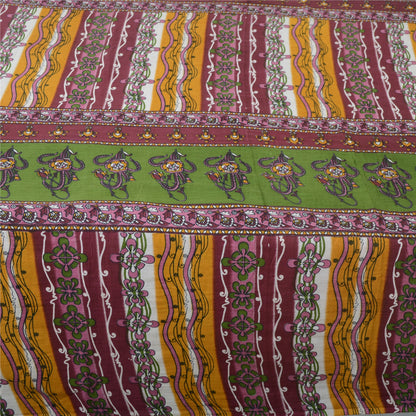 Sanskriti Vintage Sarees Multi Indian Pure Cotton Printed Sari 5yd Craft Sustainable Fabric