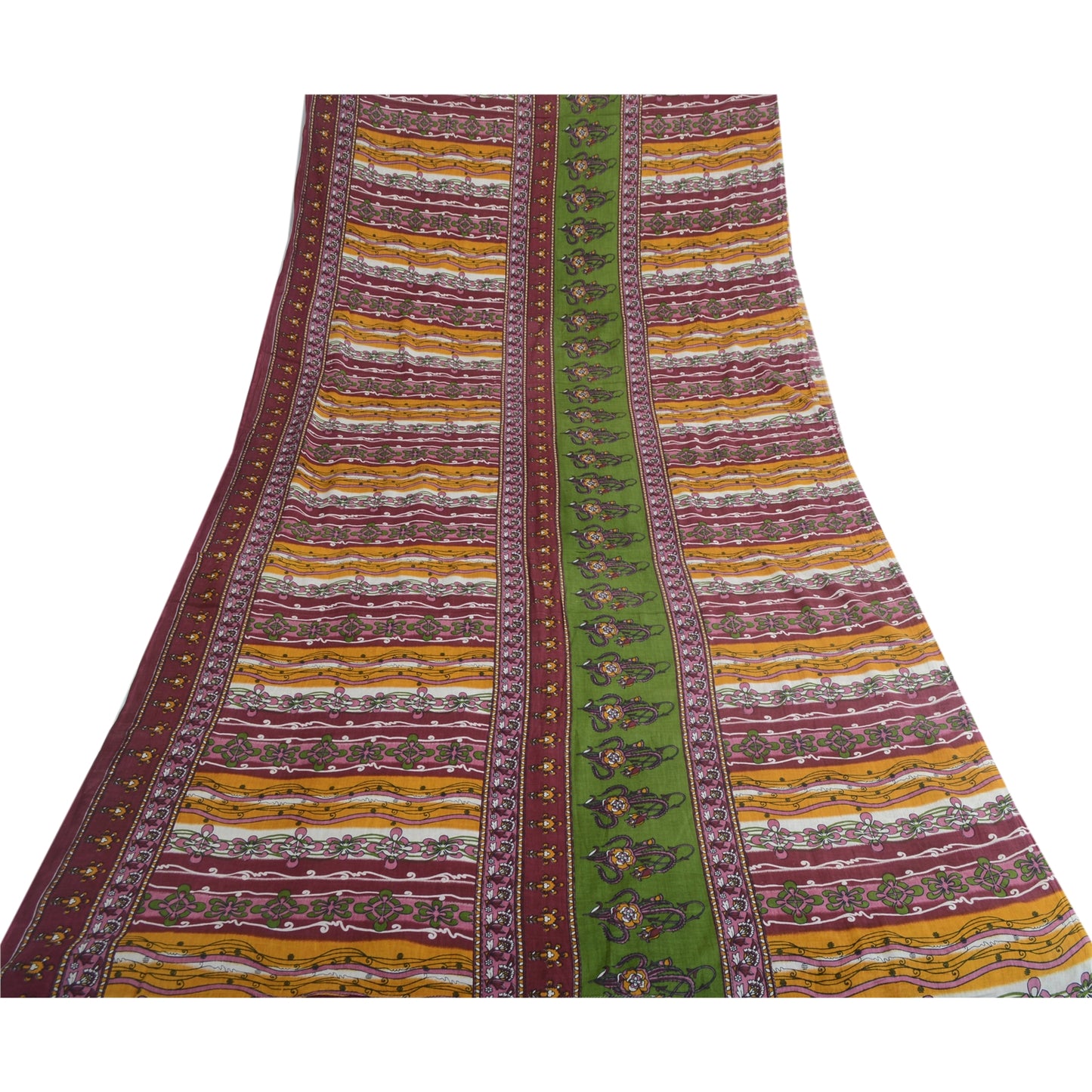 Sanskriti Vintage Sarees Multi Indian Pure Cotton Printed Sari 5yd Craft Sustainable Fabric