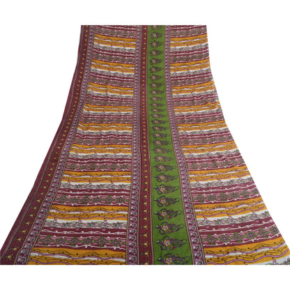 Sanskriti Vintage Sarees Multi Indian Pure Cotton Printed Sari 5yd Craft Sustainable Fabric