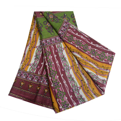 Sanskriti Vintage Sarees Multi Indian Pure Cotton Printed Sari 5yd Craft Sustainable Fabric