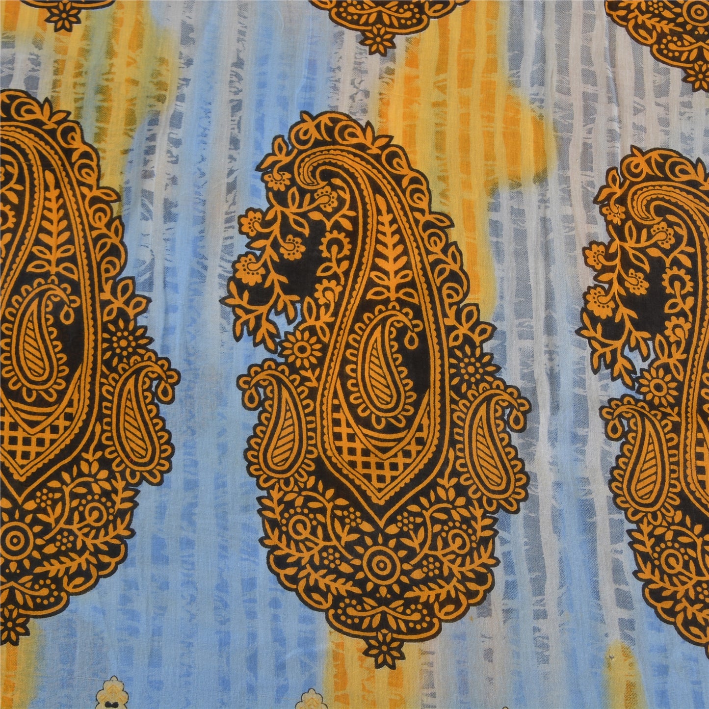 Санскритские винтажные сари небесно-голубого цвета из чистого хлопка с принтом 5 ярдов ткань для рукоделия из экологически чистой ткани