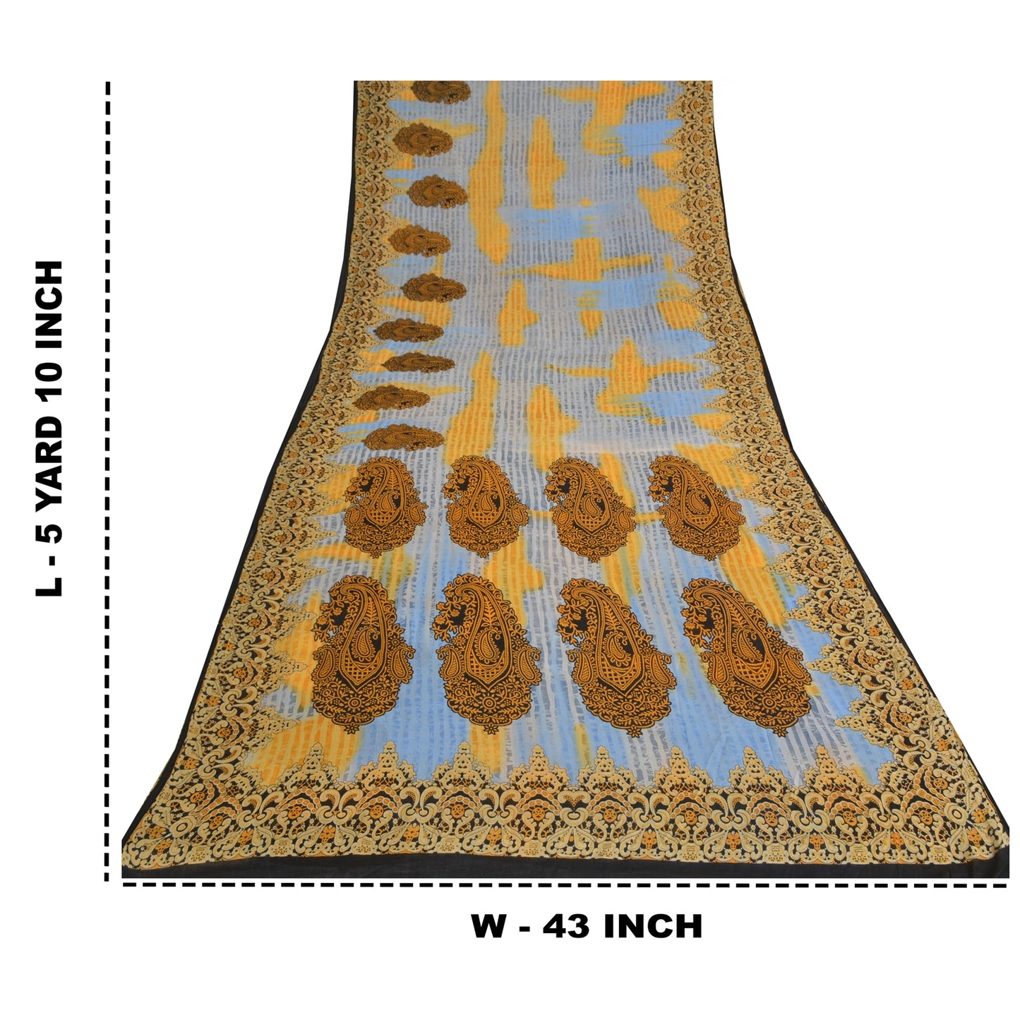 Санскритские винтажные сари небесно-голубого цвета из чистого хлопка с принтом 5 ярдов ткань для рукоделия из экологически чистой ткани